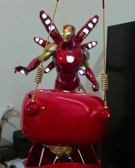 Reachy Mini painted as Iron Man, shared by Jarvis